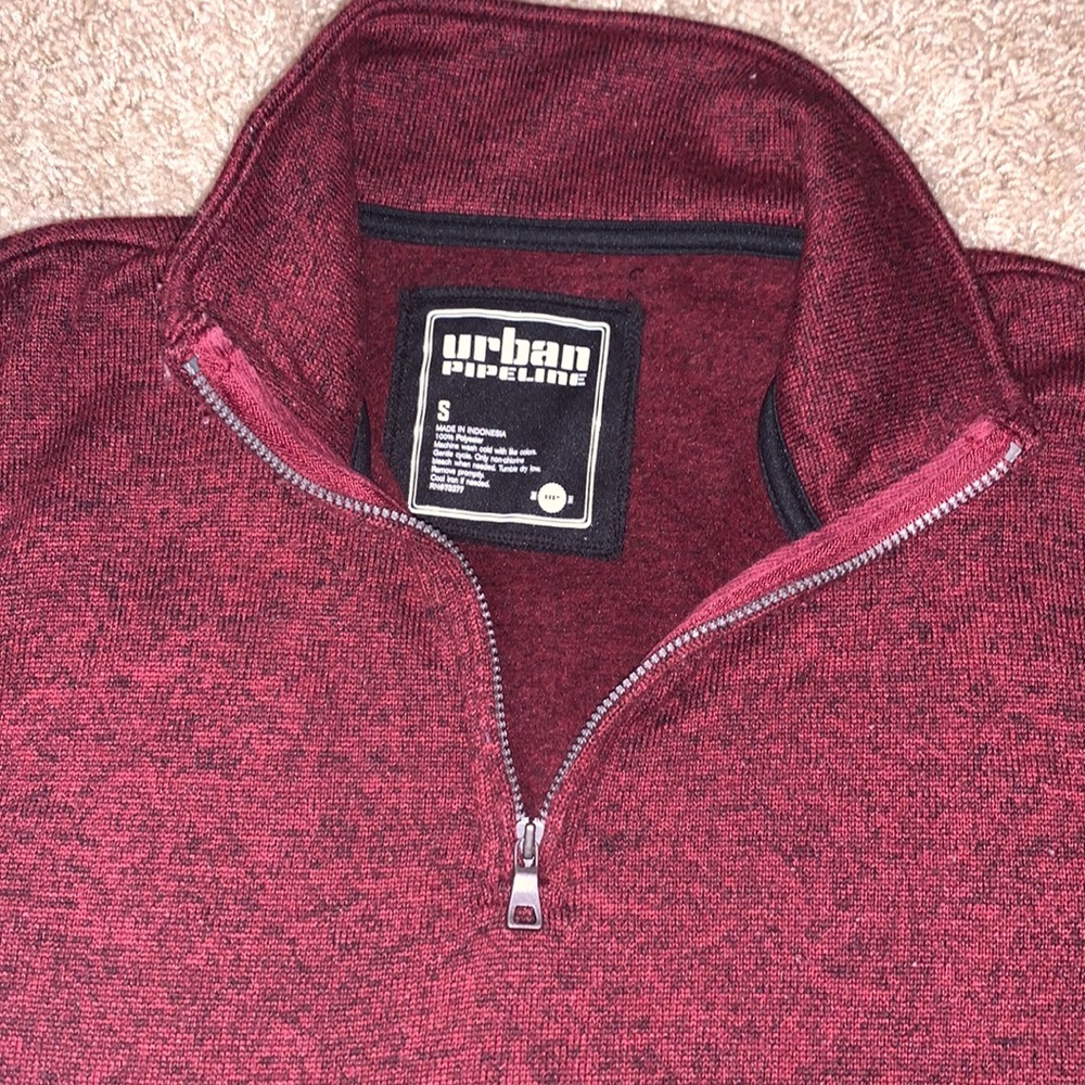 Men’s Urban Pipeline Maroon Fleece Half Zip Sweater Size Small - Picture 6 of 10